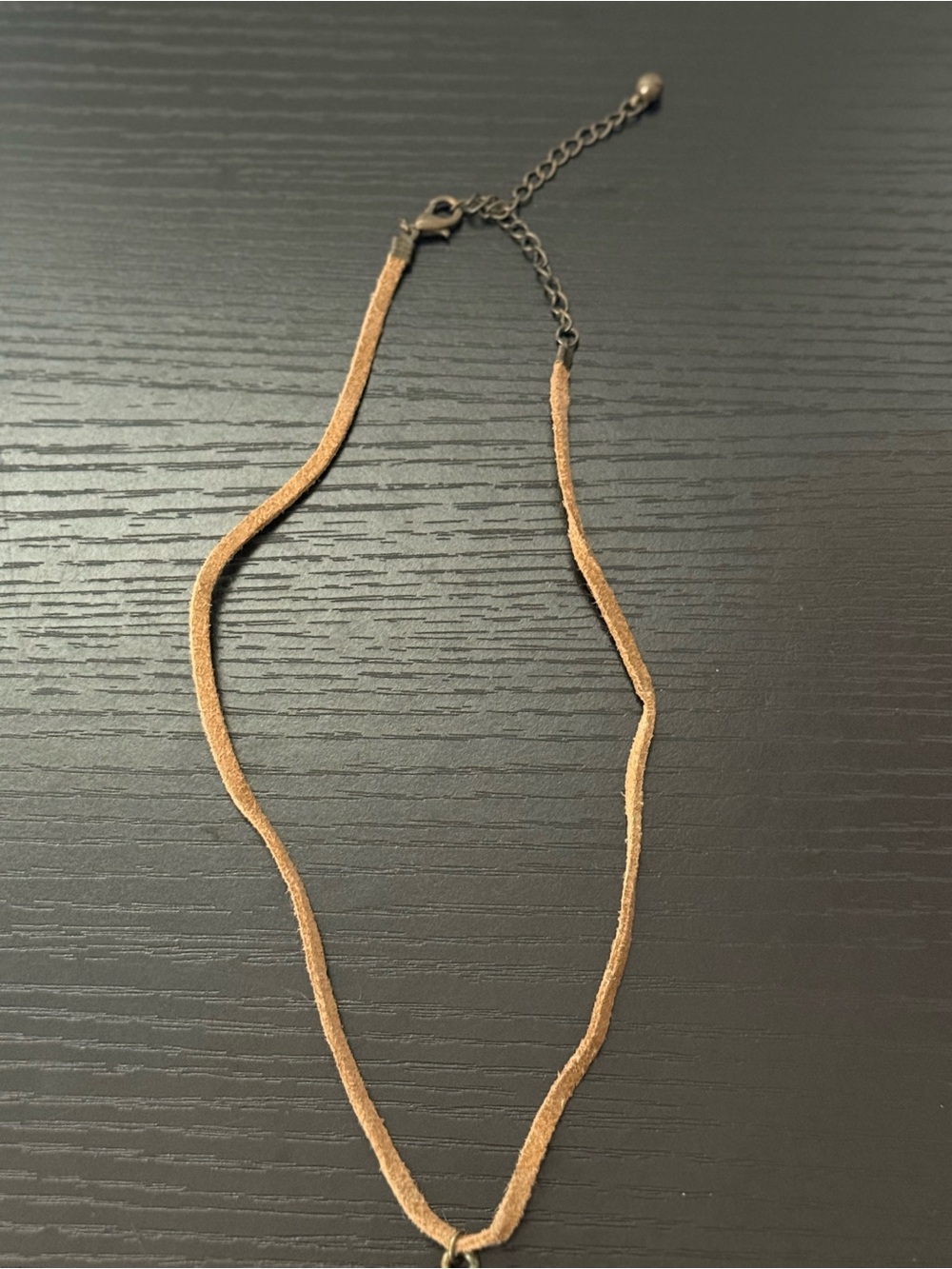 Bohemian Style Necklace w/Bronze Toned Ornate Swirling Medallion on Suede Cord - Picture 3 of 8